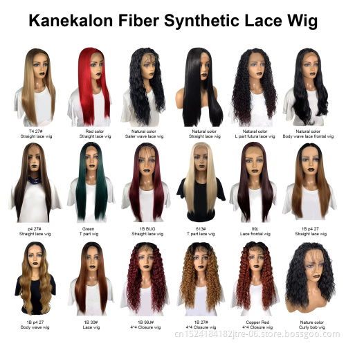 synthetic hair wigs highlights, bright color rainbow lace front wig